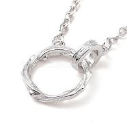 Interlocking Double Rings Pendant Necklace, Brass Couple Necklace for Men , Platinum, 21.34 inch(54.2cm)(NJEW-G073-07A-P)