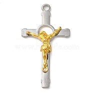 Alloy Big Pendants, Cross & Jesus, Platinum & Golden, 60x33x6mm, Hole: 3.7mm(FIND-G067-10GP)
