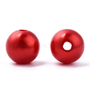 Spray Painted ABS Plastic Imitation Pearl Beads, Round, Red, 8x9.5mm, Hole: 1.8mm, about 2080 pcs/500g(OACR-T015-05B-13)
