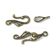 Tibetan Style Hook and Eye Clasps, Zinc Alloy Hook and Eye Clasps, Lead Free, Cadmium Free and Nickel Free, Antique Bronze, Toggle: 12mm wide, 25mm long, Bar: 16mm long, hole: 3mm(X-MLF1157Y-NF)