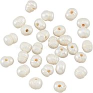 Natural Fresheater Pearl Beads, Keshi Pearl Beads, Screw Thread Egg Shape, Seashell Color, 9.5~12x8.5~10mm, Hole: 2mm(BSHE-NB0001-24B)