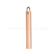 201 Stainless Steel Pendants, Rectangle, Stamping Blank Tag, Rose Gold, 20x3x1.5mm, Hole: 3mm(STAS-S105-T606D-3-20)