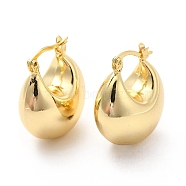 Moon Brass Hoop Earrings for Women, Real 18K Gold Plated, 23x20x12mm, Pin: 0.7x1.2mm(EJEW-M026-02G)