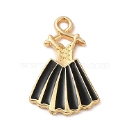 Alloy Enamel Pendants, Dress Charm, Golden, Black, 21x13.5x1.5mm, Hole: 1.6mm(ENAM-Q507-12A)