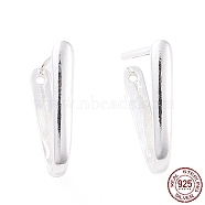 925 Sterling Silver Ice Pick Pinch Bails, Silver, 14x2mm, Hole: 0.9mm, Pin: 0.8mm(STER-D035-23S-03)