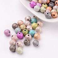 Spray Painted Acrylic Beads, Matte Style, Round, Mixed Color, Size: about 8mm in diameter, hole: 1mm, about 2160pcs/500g(PB24P9284)