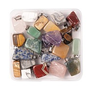 22Pcs 11 Style Natural Gemstone Pendants, with Stainless Steel Snap On Bails, Nuggets, Stainless Steel Color, 15x10x5mm, Hole: 3mm, 2pcs/style(G-LS0002-12)