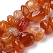 Natural Agate Beads Strands, Tumbled Stone, Dyed & Heated, Nuggets, Orange Red, 8~16x9~13x9~12mm, Hole: 1.4mm, about 36~42pcs/strand, 14.96 inch(38.0cm)(G-L560-M10)