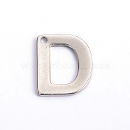304 Stainless Steel Letter Charms, Letter.D, 11x9x0.8mm, Hole: 1mm(STAS-O072-D)
