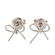 Non-Tarnish 304 Stainless Steel Stud Earrings, Bowknot, Stainless Steel Color, 8x10mm(EJEW-G395-26P)