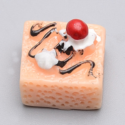 Resin Cabochons, Cake, PeachPuff, 13x13x11mm(X-CRES-T005-44B)