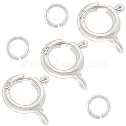 8Pcs 925 Sterling Silver Spring Ring Clasps, with 8Pcs 925 Sterling Silver Open Jump Rings, Silver, 7mm(STER-CN0001-33A)