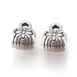 Tibetan Silver Hangers, Bail Beads, Lead Free & Nickel Free & Cadmium Free, Cup, Antique Silver, about 5.5mm wide, 6mm thick, Hole: 2mm(AB698-NF)