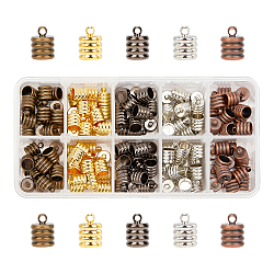 Brass Cord Ends Sets, Mixed Color, 11x8mm, Hole: 1mm, Inner Diameter: 6mm, 5 colors, 30pcs/color, 150pcs/box(KK-PH0004-41)