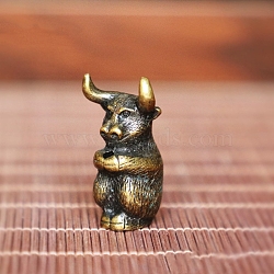 Chinese Zodiac Alloy Incense Burners Holder, Aromatherapy Furnace Home Decor, Cattle, 15x15x30mm(PW-WG008E6-02)