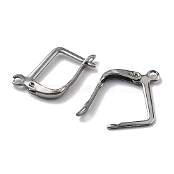 Non-Tarnish 304 Stainless Steel Hoop Earring Findings, Latch Back, Stainless Steel Color, 18 Gauge, 17.2x12mm, Pin: 1mm(STAS-E194-26P)