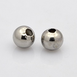 304 Stainless Steel Round Beads, Stainless Steel Color, 5mm, Hole: 2mm(STAS-N020-16-5mm)