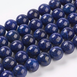 Natural Lapis Lazuli Beads Strands, Dyed, Round, Blue, 10mm, Hole: 1mm(X-G-G087-10mm)