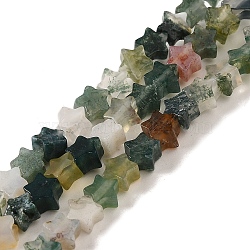 Natural Moss Agate Beads Strands, Star, 4x4.5x2mm, Hole: 0.8mm, about 102pcs/strand, 15.35 inch(39cm)(G-G085-B17-01)