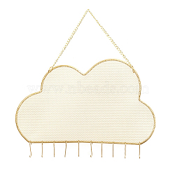 Cloud Metal Jewelry Display Mesh Hanging Rack, Wall-Mounted Jewelry Grid Organizer Holder, Home Decoration for Earrings, Necklaces, Rings Display, Golden, Cloud: 19x30.5cm(PAAG-PW0010-007B)