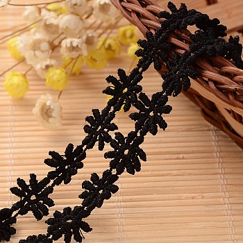 Lace Trim Nylon Ribbon for Jewelry Making, Black, 1/2 inch(14mm), about 45yards/roll(41.148m/roll)