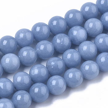 Synthetic Angelite Beads Strands, Round, 10mm, Hole: 0.9mm~1mm, about 19~20pcs/Strand, 7.28 inch~7.67 inch(18.5cm~19.5cm)
