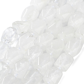 Natural Quartz Crystal Beads Strands, Rock Crystal Beads, with Seed Beads, Faceted, Rhombus, 12~15x9~12x9~12mm, Hole: 1~1.2mm, about 20~21pcs/strand, 15.20~15.51 inch(38.6~39.4cm)