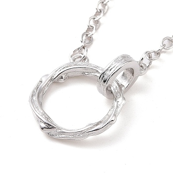 Interlocking Double Rings Pendant Necklace, Brass Couple Necklace for Men , Platinum, 21.34 inch(54.2cm)