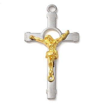 Alloy Big Pendants, Cross & Jesus, Platinum & Golden, 60x33x6mm, Hole: 3.7mm