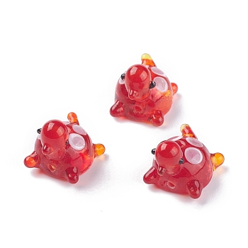 Handmade Lampwork Beads, Turtle, Crimson, 18.5~20x14.5~17.5x16.5mm, Hole: 1.8mm