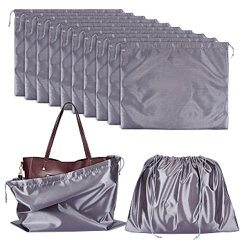 Cloth Imitation Silk Dustproof Storage Pouches, Portable Travel Drawstring Bag, Rectangle, Gray, 39.7x50x0.45cm, 12pcs/bag