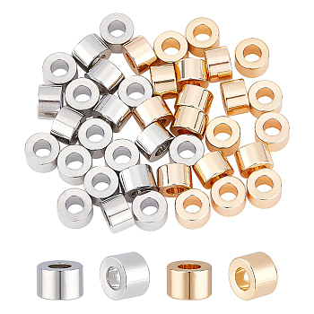 40Pcs 2 Colors Brass Beads, Column, Nickel Free, Real Gold Plated & Real Platinum Plated, 6x4mm, Hole: 2.5mm, 20pcs/color