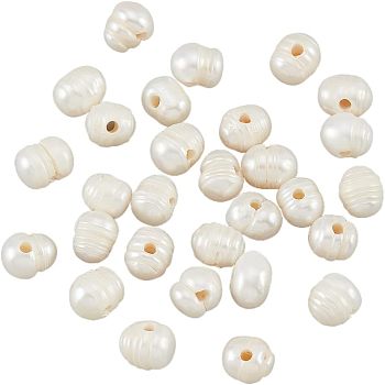 Natural Fresheater Pearl Beads, Keshi Pearl Beads, Screw Thread Egg Shape, Seashell Color, 9.5~12x8.5~10mm, Hole: 2mm