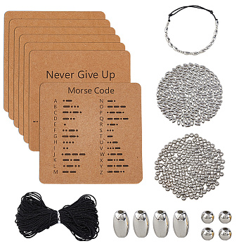 DIY Morse Code CCB Plastic Beads Bracelets Making Kits, Platinum, 3x2.5mm, Hole: 1.2mm, 600pcs