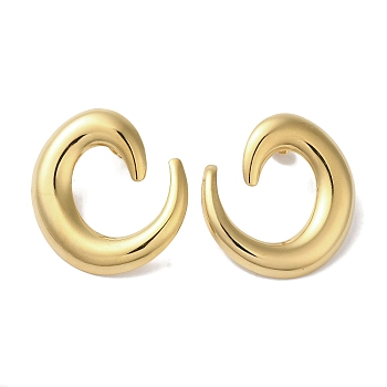 Left and Right Vortex 304 Stainless Steel Stud Earrings for Women, Real 18K Gold Plated, 31x28mm