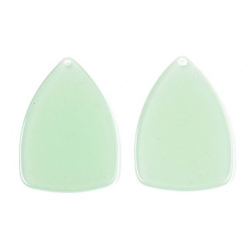Translucent Cellulose Acetate(Resin) Pendants, Solid Color, Triangle, Light Green, 41x28x2mm, Hole: 1.5mm