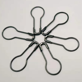 Iron Safety Pins, Calabash/Gourd Pin, Bulb Pin, Sewing Tool, Black, 22x10x1.5mm, about 1000pcs/bag