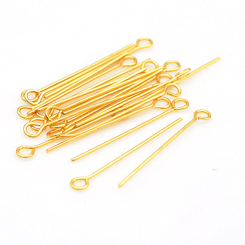 304 Stainless Steel Eye Pins, Golden, 30x3.5x0.6mm, Hole: 2mm, about 30pcs/bag