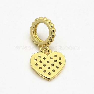 Heart Brass Micro Pave AAA Cubic Zirconia Large Hole European Dangle Charms(ZIRC-L047-21G-NR)-2
