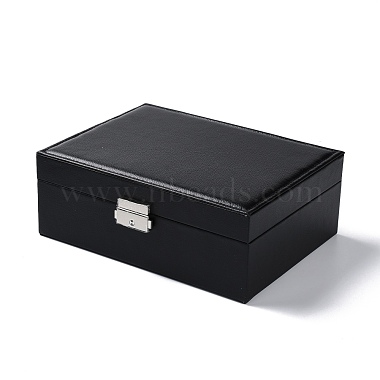 PU Imitation Leather Jewelry Organizer Box with Lock(CON-P016-B03)-4
