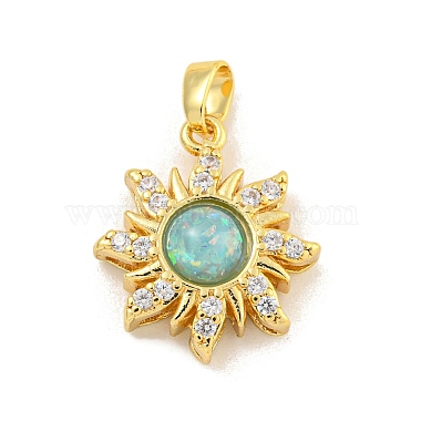 Real 18K Gold Plated Turquoise Sun Brass+Cubic Zirconia Pendants