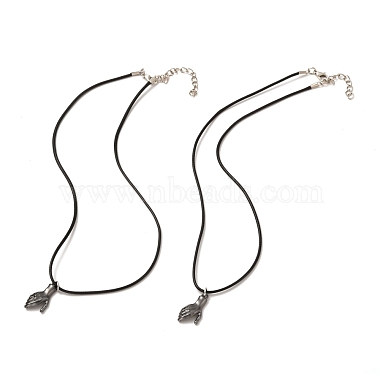 Rack Plating Alloy Hand Pendant Necklaces Sets(NJEW-B081-12)-3