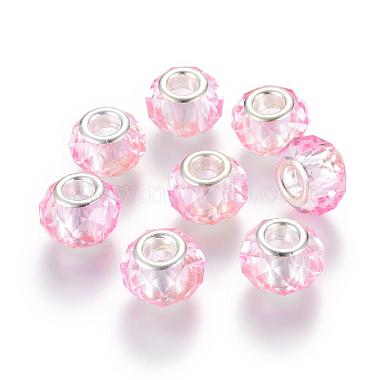 14mm PearlPink Rondelle Glass+Brass Core Beads