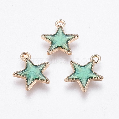 Golden Green Star Alloy+Enamel Charms
