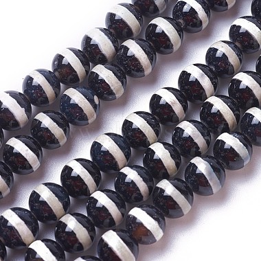Natürliche tibetische Streifenmuster Dzi Achat Perlen Stränge(G-P425-03D-6mm)-2