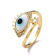 Lampwork Evil Eye Open Cuff Ring with Clear Cubic Zirconia(RJEW-L104-05G-07)-1