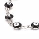 Enamel Oval with Evil Eye Link Chains Bracelet(BJEW-P271-04P-03)-2