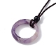 Natural Mixed Gemstone Ring Pendant Necklace with Nylon Cord for Women(NJEW-F306-02)-2
