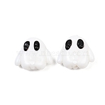 Halloween Handmade Lampwork Beads, Ghost, 17.5x20x9.5mm, Hole: 1.5mm(LAMP-Z016-01C)