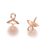 304 Stainless Steel Screw Eye Pin Peg Bails, For Half Drilled Beads, Rose Gold, 10x8mm, Hole: 2mm, Pin: 1.3mm(STAS-E484-49A-RG)